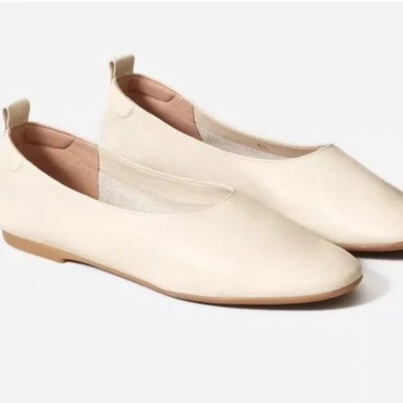 Everlane Women Italian Leather Day Glove Cream Flat Shoes Size 9 Ballet Neutral - Picture 2 of 8